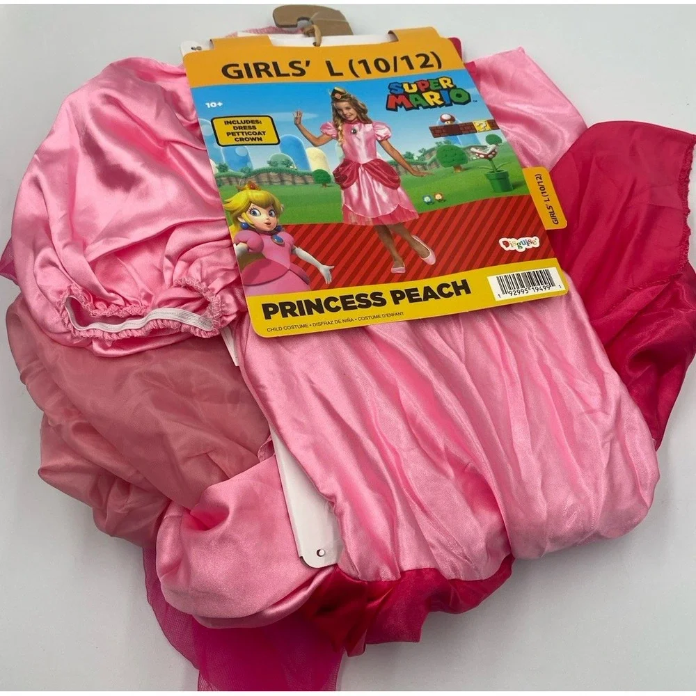 Princess Peach Super Mario Brothers Classic Child Costume, Size L (10/12) NEW‎